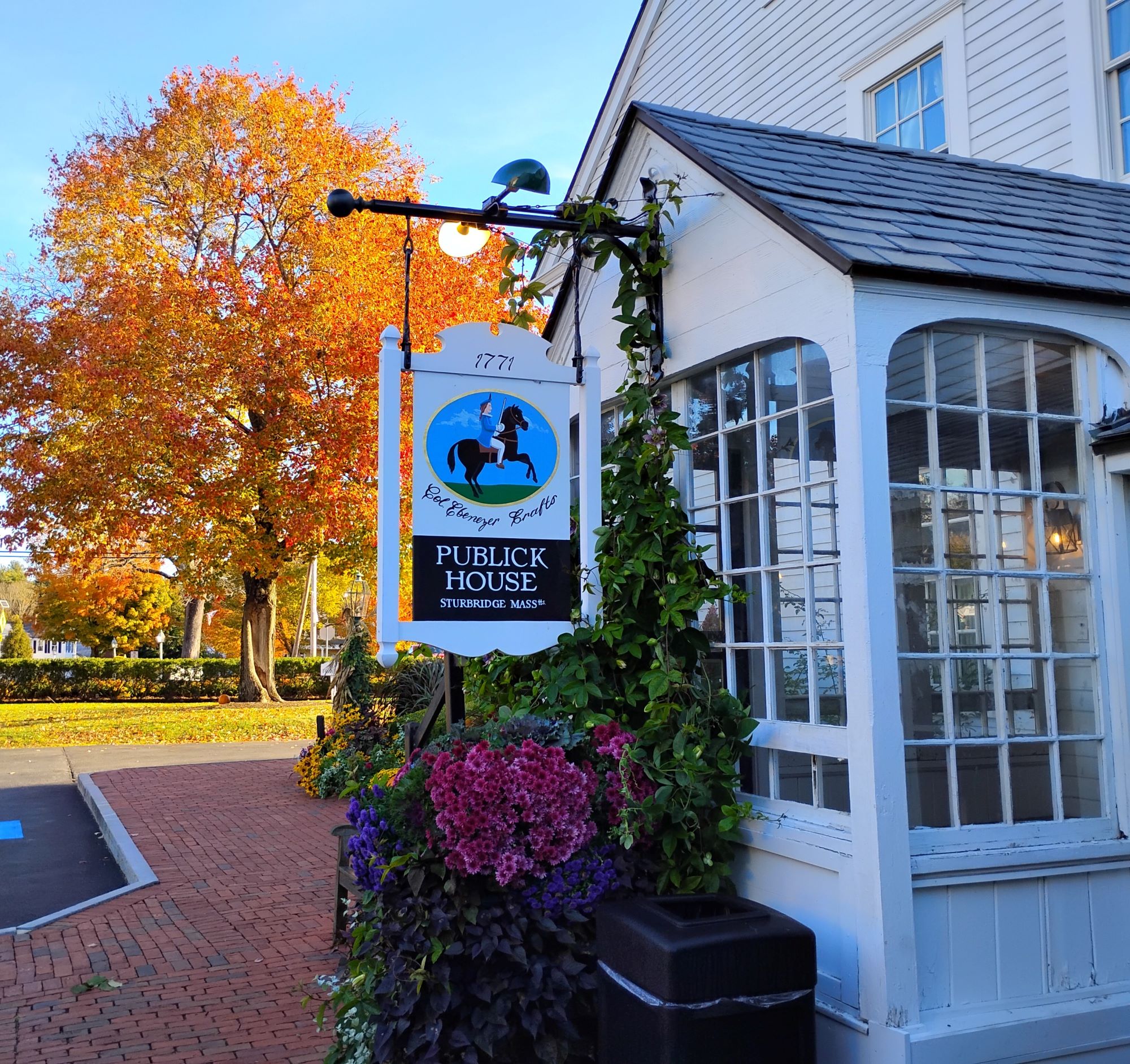 The front door of the Publick House in Sturbridge, Massachusetts.